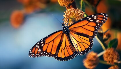 Fototapeta premium close up of an orange monarch butterfly
