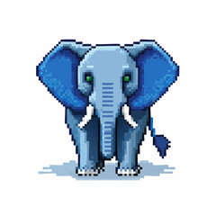 Pixelated pachyderm: A whimsical rendering of an elephant in a retro gaming style