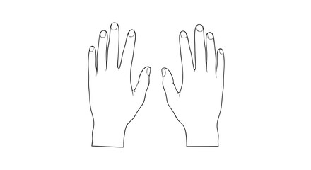 Minimalist depiction of two hands presented in a line art style conveying purity and clarity  drawing