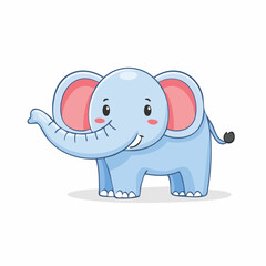 Adorable Cartoon Elephant Illustration with Playful Expression and Charming Details