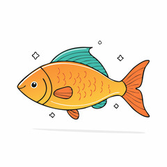 Adorable Cartoon Fish Illustration: A Whimsical Underwater Creature in Vibrant Colors