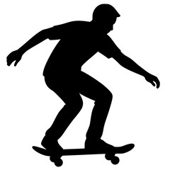 Silhouette of a man playing skateboard