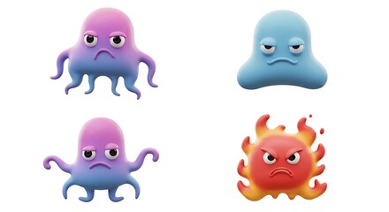 Fototapeta premium Cartoon characters displaying anger
