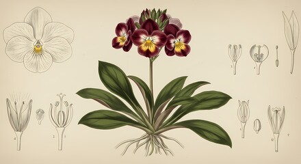 Vintage Botanical Sketch: Primrose in Detailed Illustration