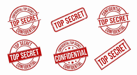 Top secret and confidential red grunge stamp set vector illustration concept.
