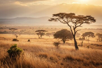 Obraz premium African Savannah Landscape at Sunrise