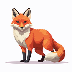 Charming Cartoon Fox with Detailed Fur and Expressive Eyes on a White Background