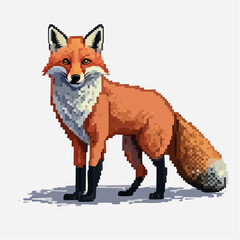 Pixelated fox artwork showcasing a retro digital aesthetic with vibrant orange and black hues
