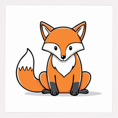 Adorable Cartoon Fox Illustration with Playful Pose and Expressive Features, Simple