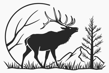 Elk sihouette black vector