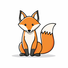 Charming cartoon fox illustration with vibrant orange fur and adorable, playful expression
