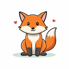 Charming Cartoon Fox with Hearts: A Delightful Illustration of Animal Affection