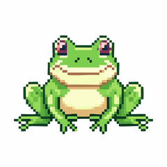 Charming 8-bit Frog: A Nostalgic Pixel Art Illustration of an Amphibian Friend