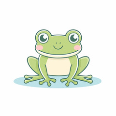 Adorable Cartoon Frog Sitting Pretty on a Pond, A Charming Aquatic Illustration