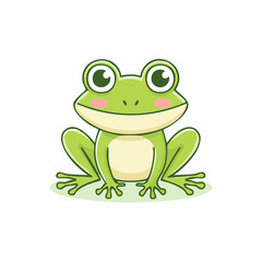 Charming Green Frog Cartoon Illustration with Expressive Eyes and Playful Design Elements