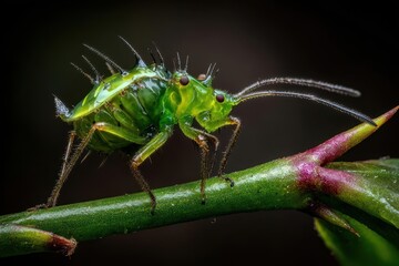 Fototapeta premium Magnificent Green Insect on a Branch