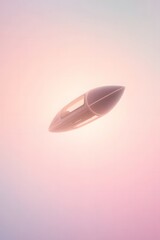Futuristic spaceship design concept with smooth curves and pastel gradient background, great for innovation, aerospace, and technology mockups
