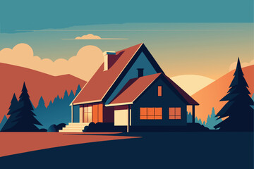 residential home sketch with pitched roof  .eps