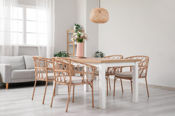 Table, chair and sofa in dining room