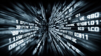 Futuristic Data Stream: Abstract Digital Information Flowing Through Space and Time, Technology Background