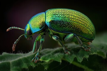 Fototapeta premium Stunning Macro Shot of a Vibrant Green Beetle