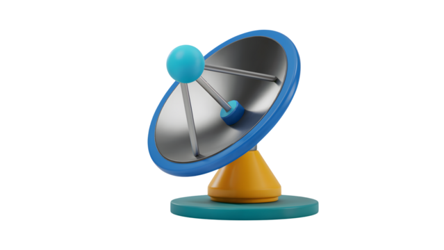 Satellite dish receiver transmitting signal for global communication network