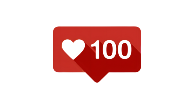 Get 100 Likes! Red hot social media engagement icon for influencer marketing