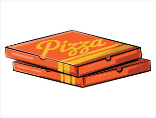 Vector hand drawn cartoon pizza boxes isolated on transparent background, perfect for food delivery themes and Italian snack design elements