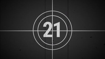 25 seconds old film countdown animation with black background. Countdown movie from 25 to 0 number. 4k footage video animation - Powered by Adobe