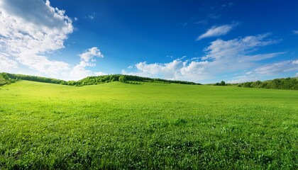 Fototapeta premium lush green landscape under a bright blue sky