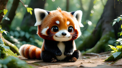 Obraz premium Cute Red Panda in Forest