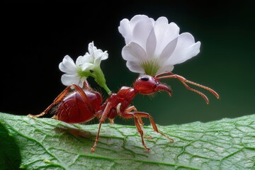 Ant with Flowers - Nature's Tiny Masterpiece