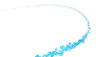 Blue sparkling curved light trail with transparent background
