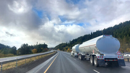 Tanker truck carrying petro-chemicals