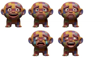 Cartoon monkey characters with various emotions