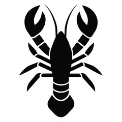 simple black lobster vector icon in flat silhouete