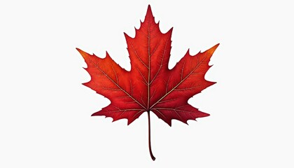 Vibrant Red Maple Leaf Isolated on White Background Autumn Symbol leaves on trees
