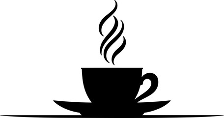 Coffee and Tea Cup Black Silhouette Vector Icon