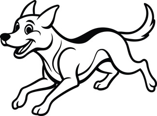 Running dog cartoon illustration isolated on white background