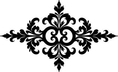 Vintage Rococo Whimsical Stencil Art &ndash; Black Decorative Vector Design