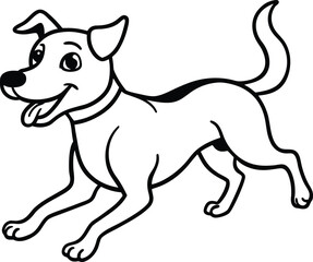 A simple line drawing of a dog running, isolated on white background