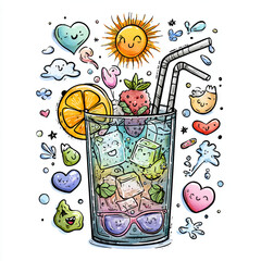Whimsical quirky cartoon icy summer drink
clip generative ai