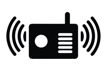 minimalist radio icon with sound waves  ideal for .eps
