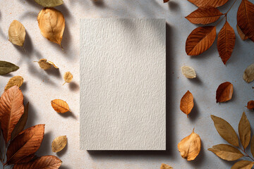 Minimalist blank paper template placed on a lush forest leaves backdrop. Ideal for eco-conscious branding, stationery design, invitations, and nature-themed presentations.

