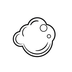 A minimalist, stylized black and white outline of a cloud with two small circles within its form.