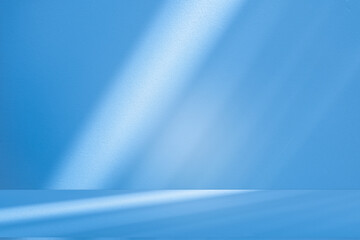 Wall interior background, studio and backdrops show products.with shadow from window color white and blue background for text insertion and presentation product	