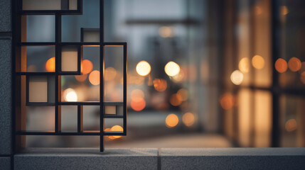 Modern Urban Geometry with Atmospheric Bokeh Lights and Abstract Reflections