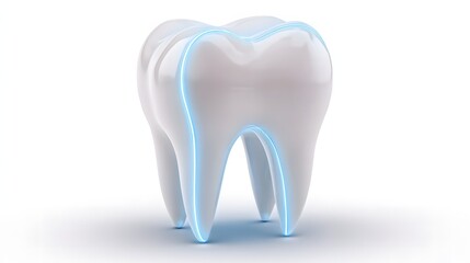 Glowing White Tooth on Blue