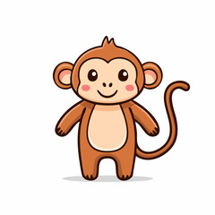 Obraz premium Charming cartoon monkey illustration with a cheerful expression and playful pose