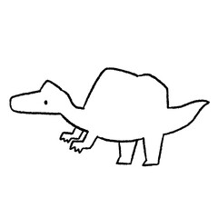 Hand-drawn illustration of a Spinosaurus